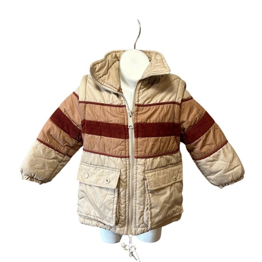 Vtg Westside 4T Childs Jacket/Vest Tan Rust Removable sleeves Zip Up